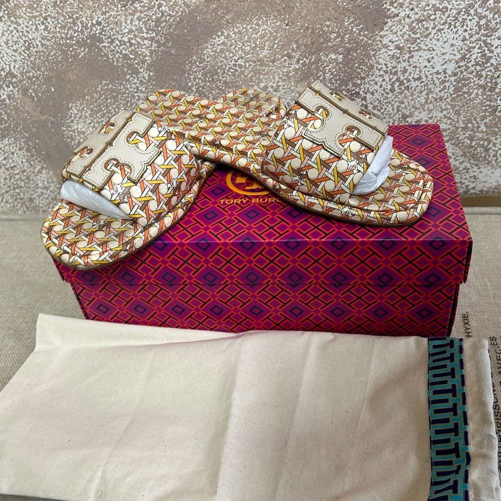 Tory Burch Double T Leather Slides